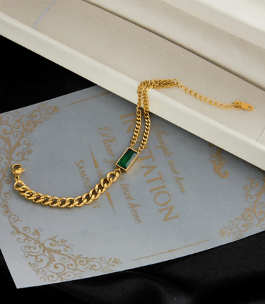 GREEN STONE CHAIN BRACELET