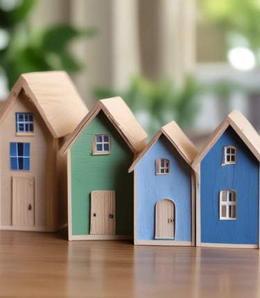 a group of miniature houses representing real estate portfolio