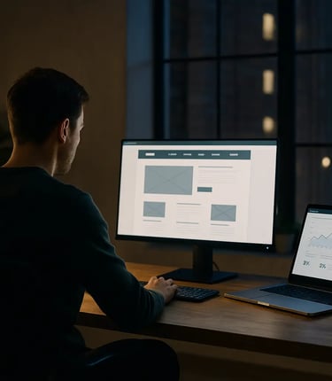 London web design and SEO specialist working on a website