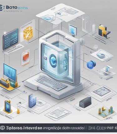 A dimly lit room features a prominent illuminated sign displaying the words 'Sysco LABS.' Below the sign are office desks with various electronic devices, including laptops and cables. The lighting creates a cool and professional atmosphere.