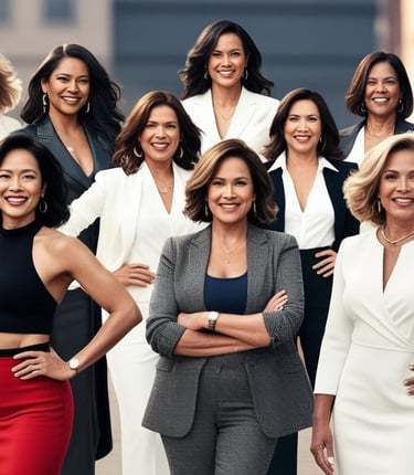 Empowered, confident, and successful group of women who are all dressed well