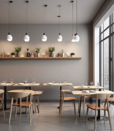 A modern restaurant utilizing AI technology for better service.