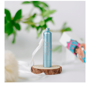 Clean Head aluminum aromatherapy tube with engraved logo, reusable wick, and lanyard — customizable,