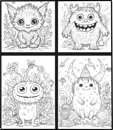 cute monsters coloring book