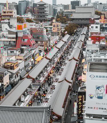 Fresh seafood and sushi stalls at Tsukiji Outer Market Tokyo
