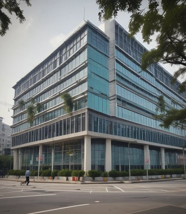 Front view of Yiwu Tiger Imp & Exp Co. Ltd. office building in Yiwu, Zhejiang.