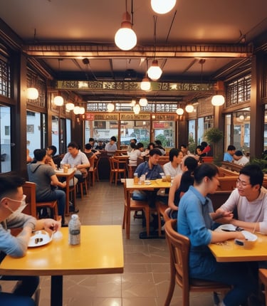 A vibrant warehouse filled with neatly stacked food packaging boxes and bottles of Chinese sauces ready for export.