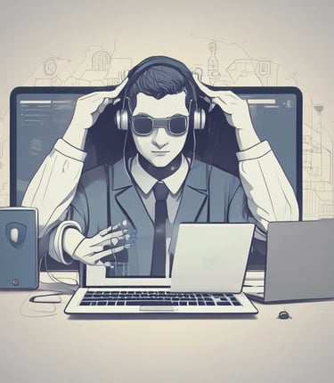 A focused student working on cybersecurity code with dark blue and orange themed interface.