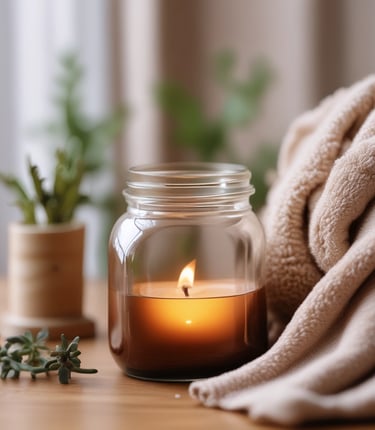 A serene therapy room with soft lighting and natural elements reflecting holistic wellness.