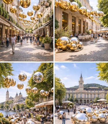 Sphère géante suspendue pour centre ville