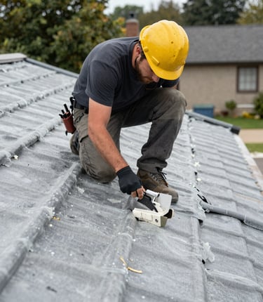 A professional technician applying waterproof insulation on a rooftop in Izmir.