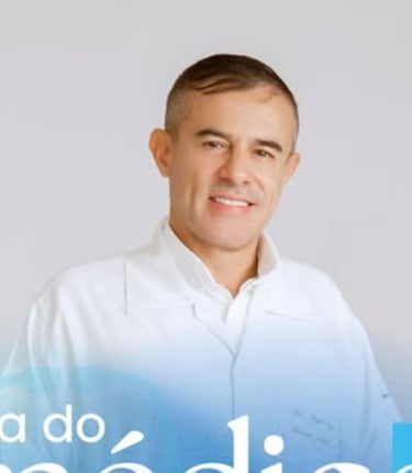 Smiling male doctor in white lab coat for National Doctor's Day celebration graphic.