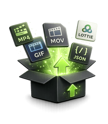 Final delivery icon showing export and delivery of motion graphics files in multiple formats.