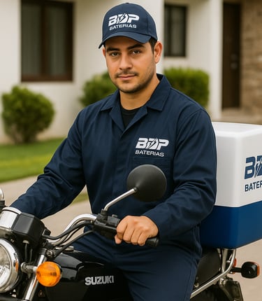 Repartidor de BDP Baterías a Domicilio en Panamá listo para entregar e instalar baterías automotrice