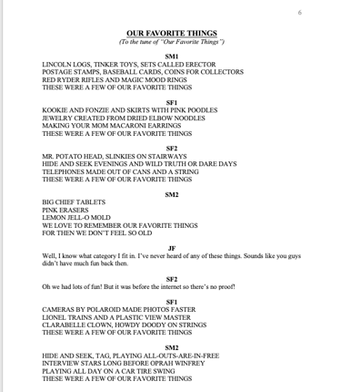 Sample lyrics from a number in Alive & Kicking