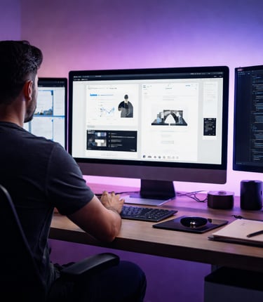 Professionnel travaillant sur la conception d’un site web sur écran.