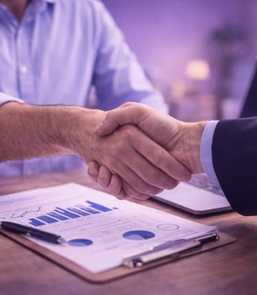 Poignée de main illustrant un partenariat professionnel et une relation de confiance.