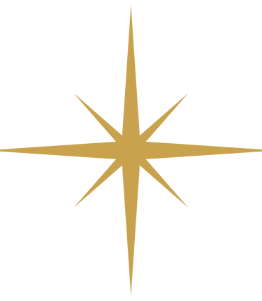 Minimalist gold eight-point starburst graphic isolated on a white background.