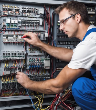 grayscale photography of man facing mechanical machine