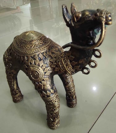 "Handcrafted designer brass camel in standing posture with fine details, right side-Suitable for export"