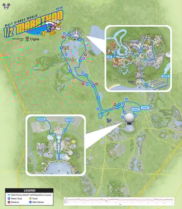 2018 runDisney Walt Disney World Marathon Weekend Half Marathon Course Map