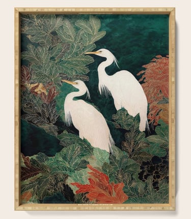 Japanese heron serving tray