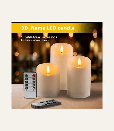 picture of a lit Rechargeable Flameless Candle Set with a Remote Control