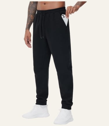 THE GYM PEOPLE Men's Fleece Workout Sweatpants - Black Large