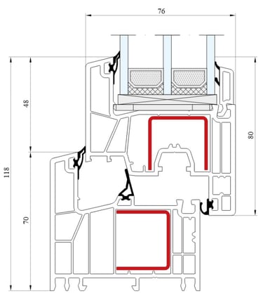 a drawing of a truck with a red line of the engine