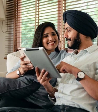 Couple in a video call