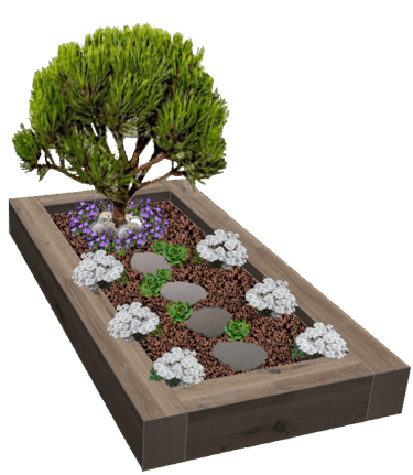 Tombe paysagère entourage bois