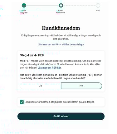 Avanza frÄgar om du Àr PEP