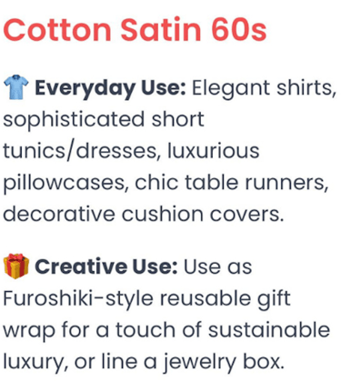 cotton satin fabric use