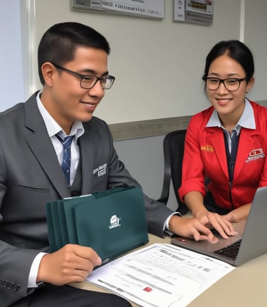 Business professionals engaged in a certification training session in a modern office.