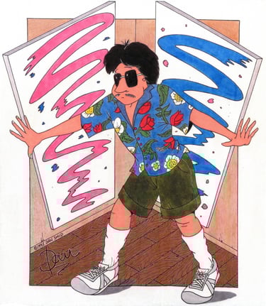 Dan, 1992 (restored): Ink, marker, colored pencil onboard, 1992