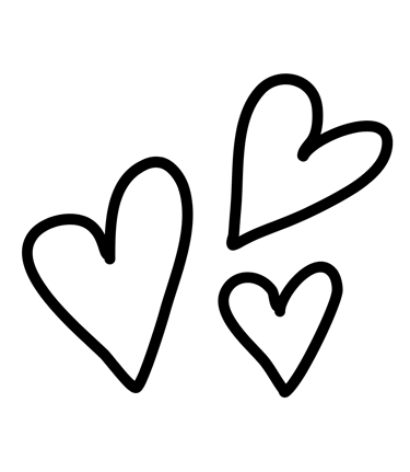 3 heart outlines in a cluster