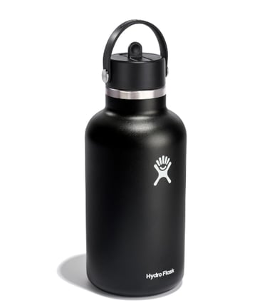 64 oz stainless steel Hydro Flask water bottle with straw lid in black