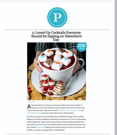 a beautiful 15 lb red velvet hot chocolate brûlée tableside served at a nyc rooftop