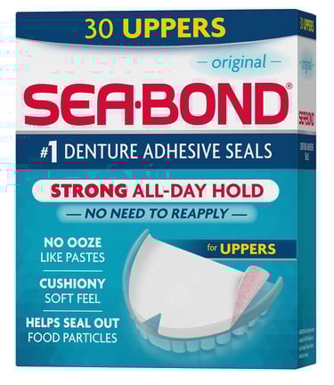 Sea Bond denture adhesive strips for upper dentures