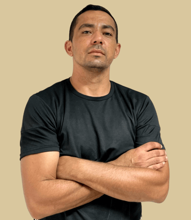 a man with a black shirt and a black shirt