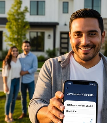 a real estate agent calculating transaction before deductions