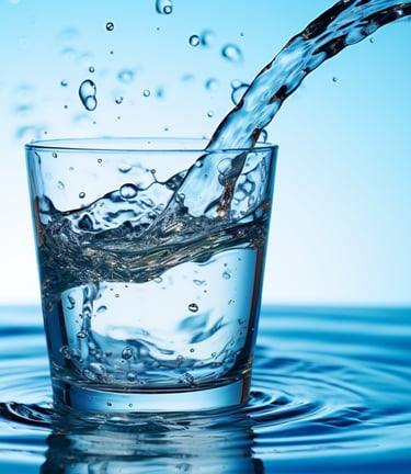 a glass of clean drinkable water 