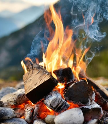 a fire pit with rocks bushcraft
