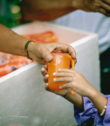 a person holding a bottle bartering and negotiation