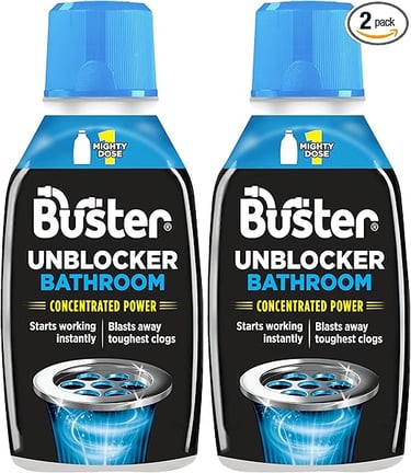 a bottle of busterer unblocker bathroom cleaner