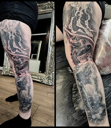 High-quality black and grey tattoo work by experienced tattoo artist