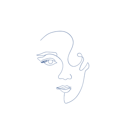 Line drawing of woman in peaceful contemplation representing yoga mentoring