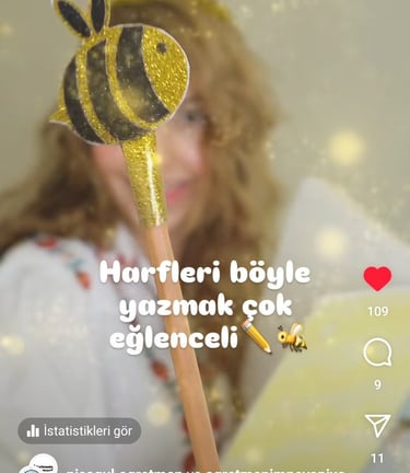 Harf yazma kalem süsü Nisagül Öğretmen