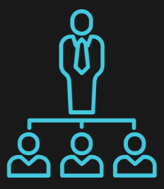 a man in a suit and tie standing in front of a diagram of a business