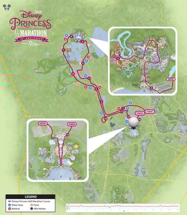2018 runDisney Princess Half Marathon Weekend Half Marathon Course Map